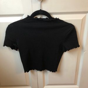 Black ribbed lettuce edge shirt